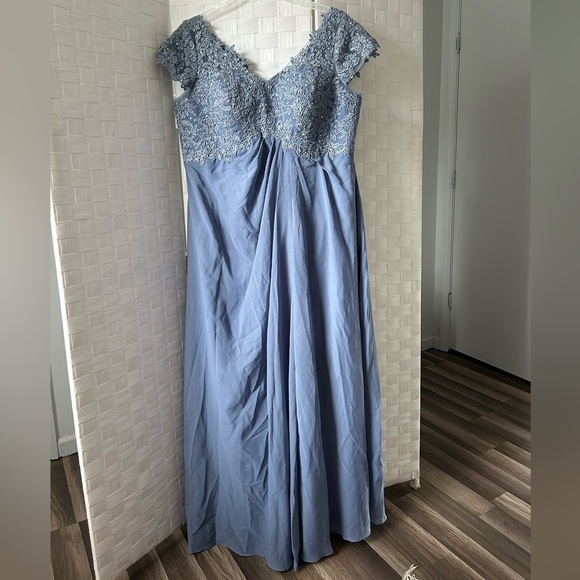 Elegant Dusty Blue Evening Gown | Formal Dress | Bridesmaid Dress | Prom Dress - Picture 1 of 7